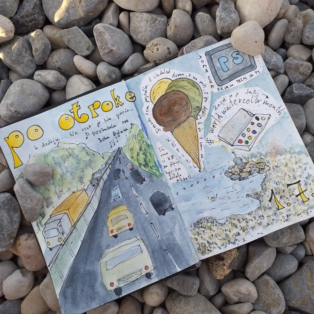 Drive to the seaside and sketching at the beach (yes, I love ice-cream)...